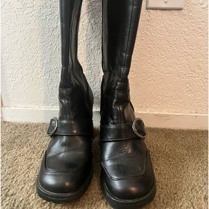 Fluevog Black Leather Buckle Boots - size 8 1/2